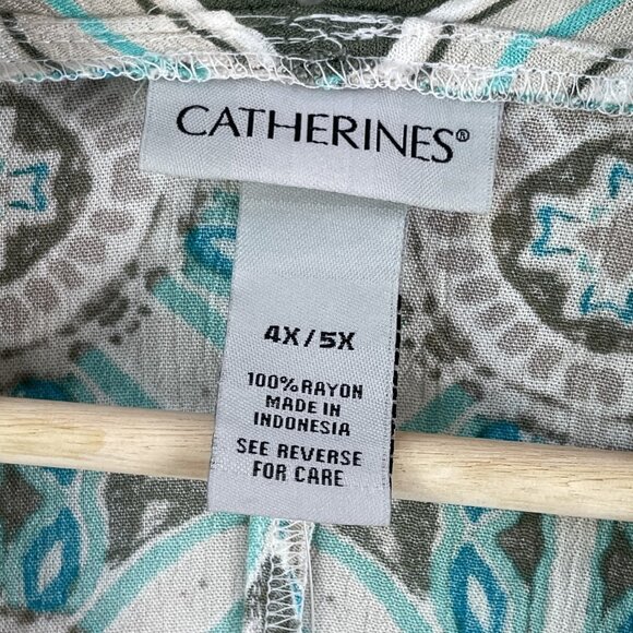 Catherines Kimono Cardigan Womens 4X 5X Blue Green Boho Open Front Plus Size Top - Picture 4 of 7